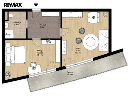 Pronájem bytu, 2+kk, 48 m²