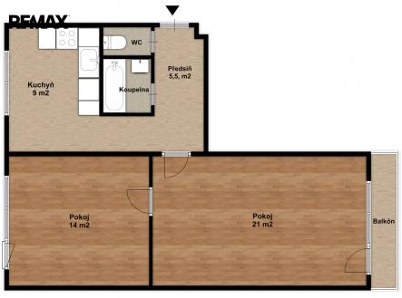 Pronájem bytu, 2+1, 53 m²