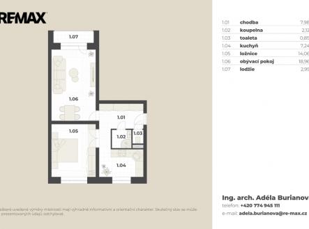 Pronájem bytu, 2+1, 51 m²