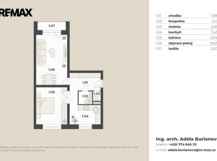 Pronájem bytu, 2+1, 54 m²
