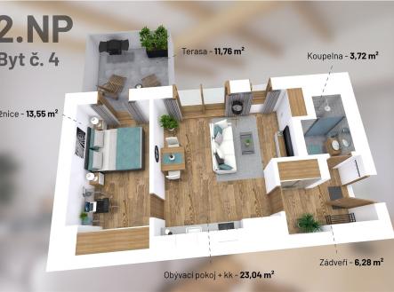 Prodej bytu, 2+kk, 47 m²