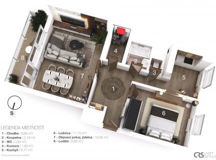 Prodej bytu, 2+1, 64 m²