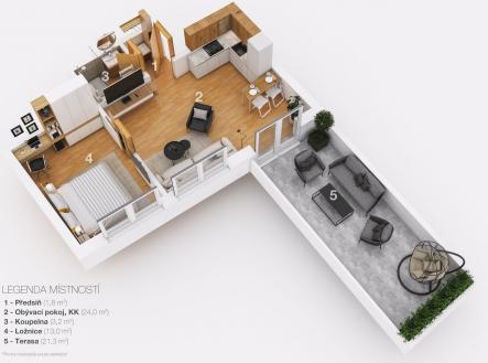 Pronájem bytu, 2+kk, 42 m²