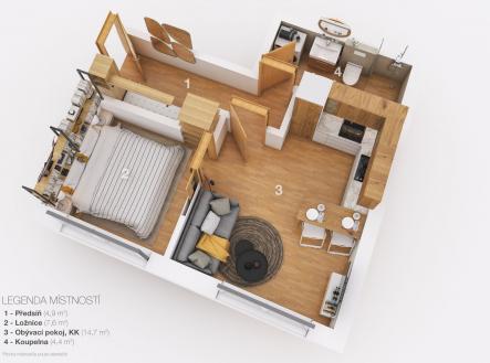Pronájem bytu, 2+kk, 32 m²
