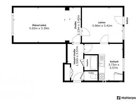 Prodej bytu, 2+1, 54 m²