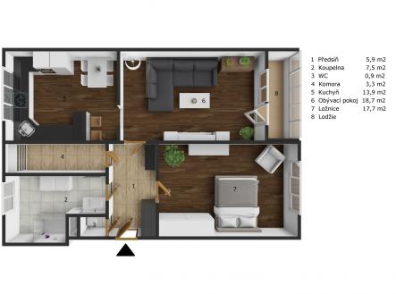 Prodej bytu, 2+1, 68 m²