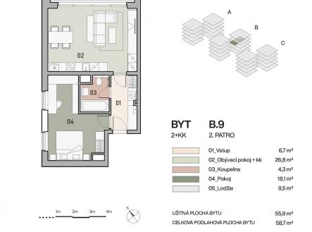 Prodej bytu, 2+kk, 58 m²