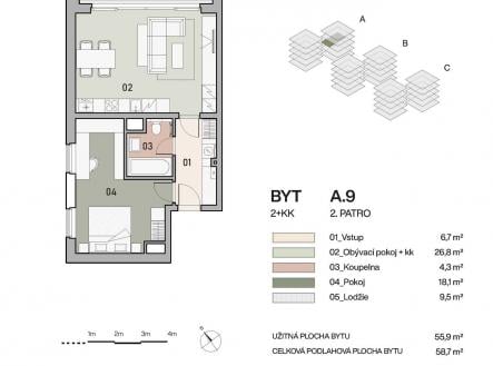 Prodej bytu, 2+kk, 58 m²