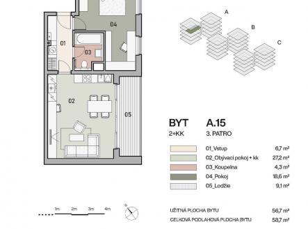 Prodej bytu, 2+kk, 58 m²