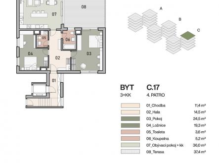 Prodej bytu, 3+kk, 119 m²