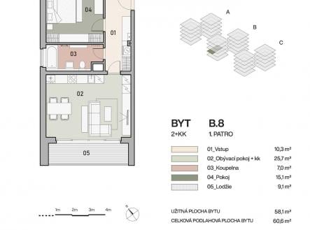 Prodej bytu, 2+kk, 60 m²