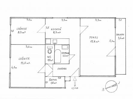 Prodej bytu, 3+1, 70 m²