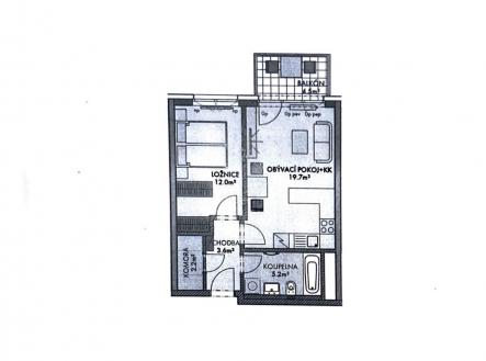 Prodej bytu, 2+kk, 49 m²