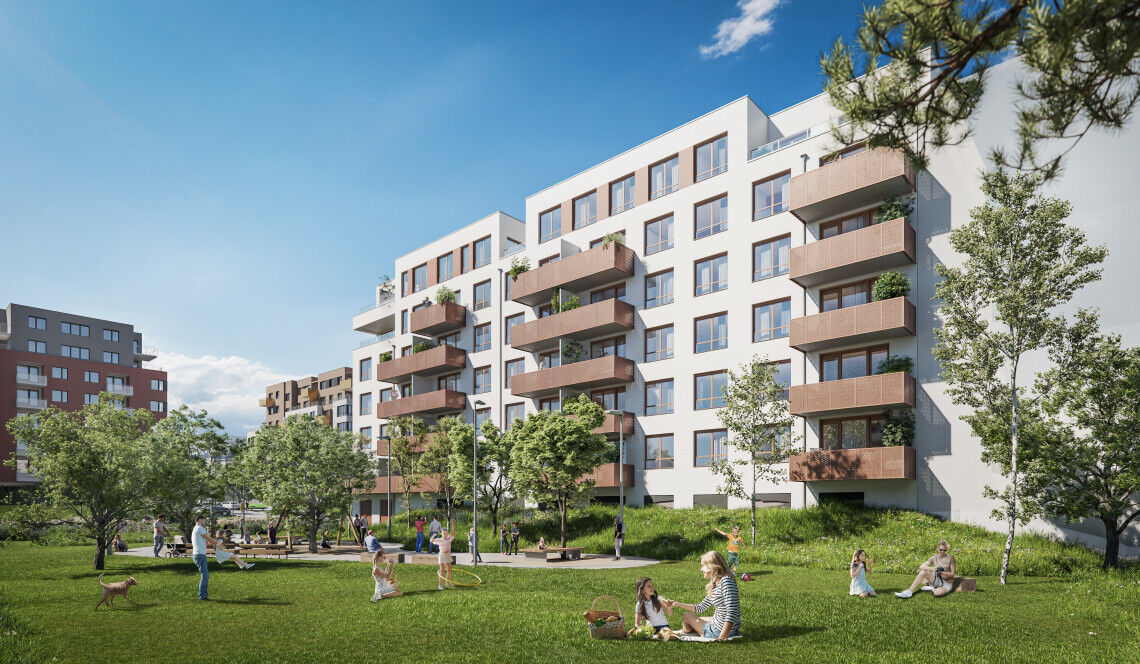 NOVÝ byt 2+kk/Balkon + komora v bytě, 62 m2. Parkovací stání + sklep. Novostavba. Praha 10.