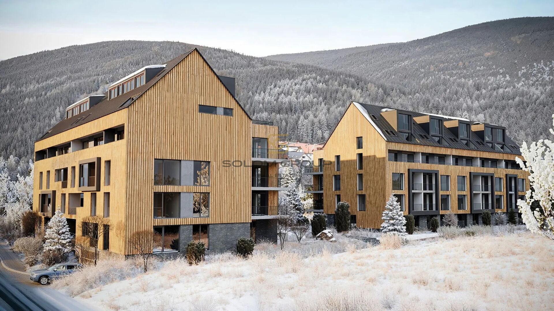 Prodej horského apartmánu 4+kk/Lodžie,105 m², Harrachov, parkovací stání + sklep, DV, novostavba