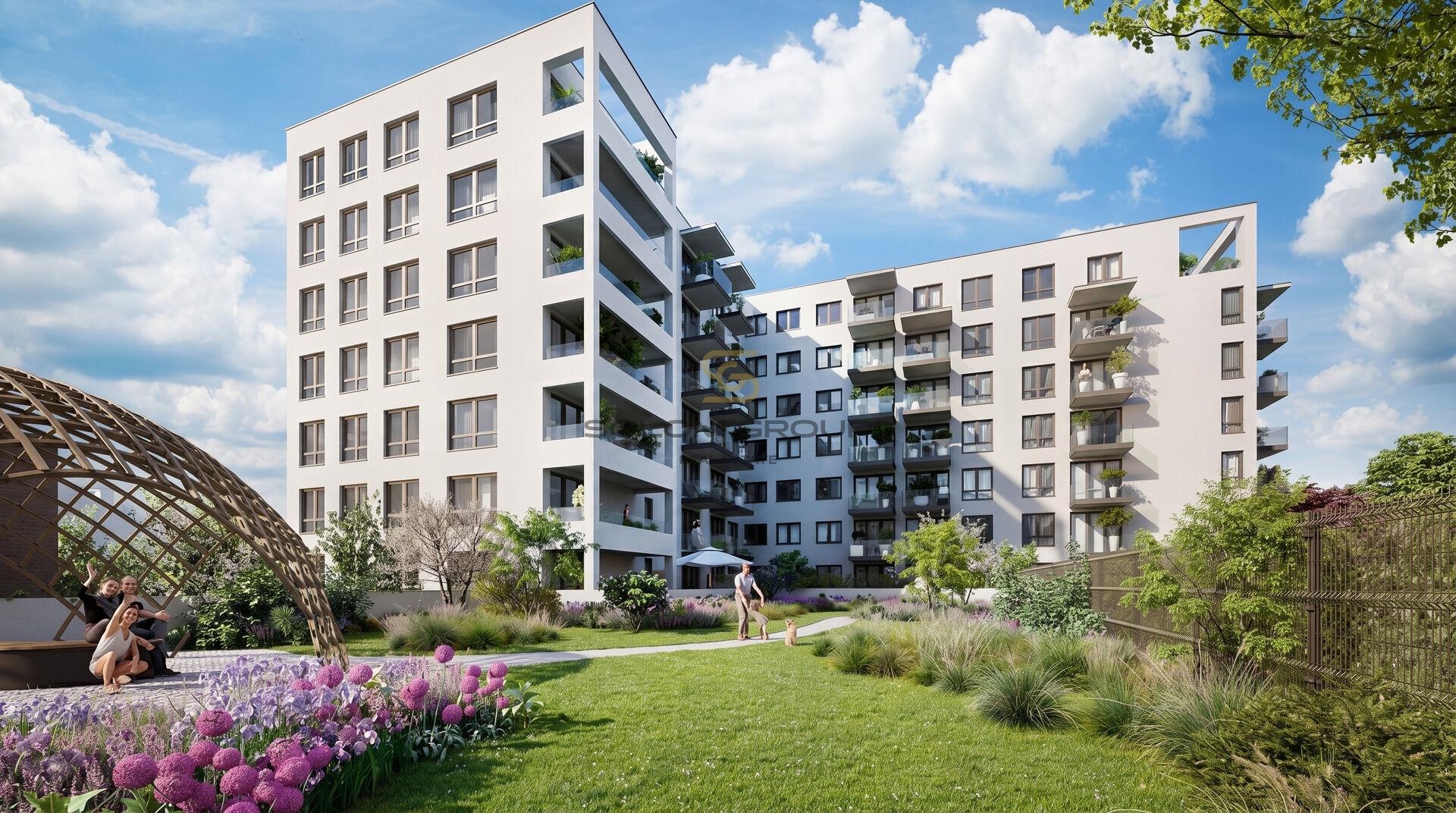 Prodej bytu 2+kk/B, 46 m², OV, GS, Harfa Park - Praha 9, Vysočany, novostavba