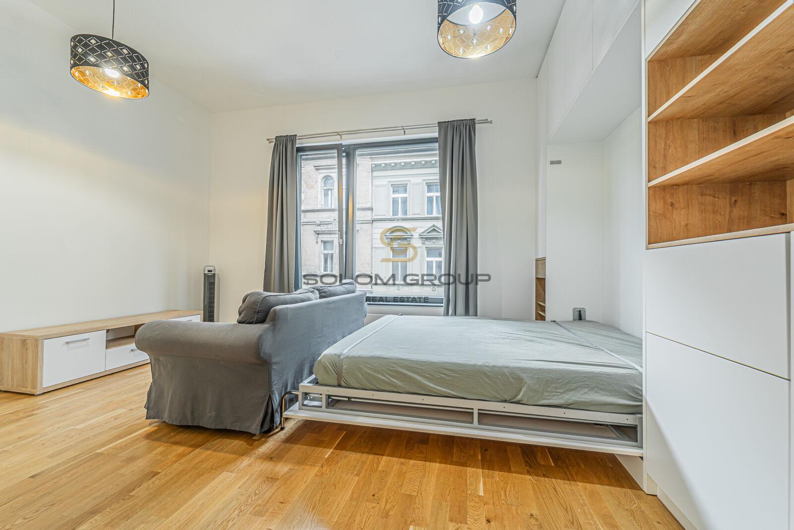 Pronájem bytu 1kk, 30 m2, Praha 5 - Smíchov, Grafická, novostavba, zařízeno