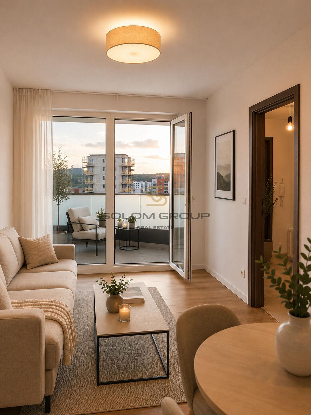 Prodej NOVÉHO bytu 2+kk/B, 50,3 m², GS, sklep, Vysočany - Pod Harfou