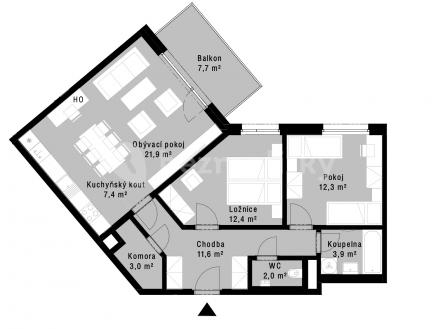 Prodej bytu, 3+kk, 87 m²