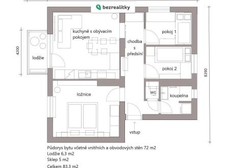 Prodej bytu, 4+kk, 83 m²