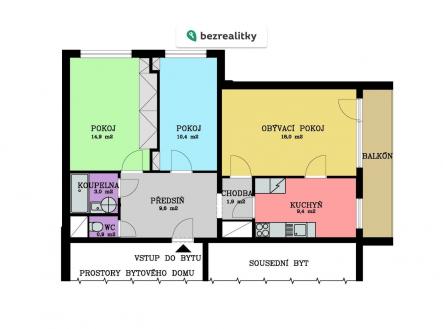 Prodej bytu, 3+1, 72 m²