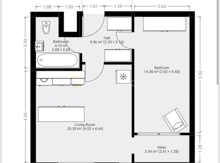 Prodej bytu, 2+kk, 44 m²