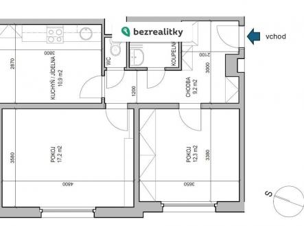 Prodej bytu, 2+1, 53 m²