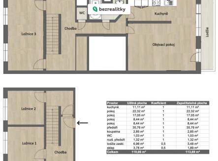 Prodej bytu, 4+kk, 119 m²