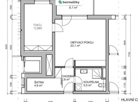 Prodej bytu, 2+kk, 49 m²