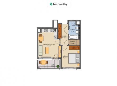 Prodej bytu, 2+kk, 47 m²