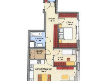 Prodej bytu, 3+kk, 73 m²
