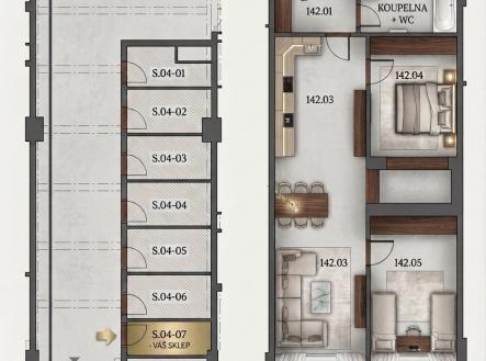 Prodej bytu, 3+kk, 73 m²