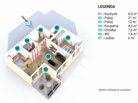 Pronájem bytu, 2+kk, 54 m²