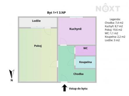 Prodej bytu, 1+1, 40 m²