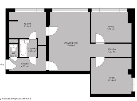 Prodej bytu, 3+1, 60,9 m²