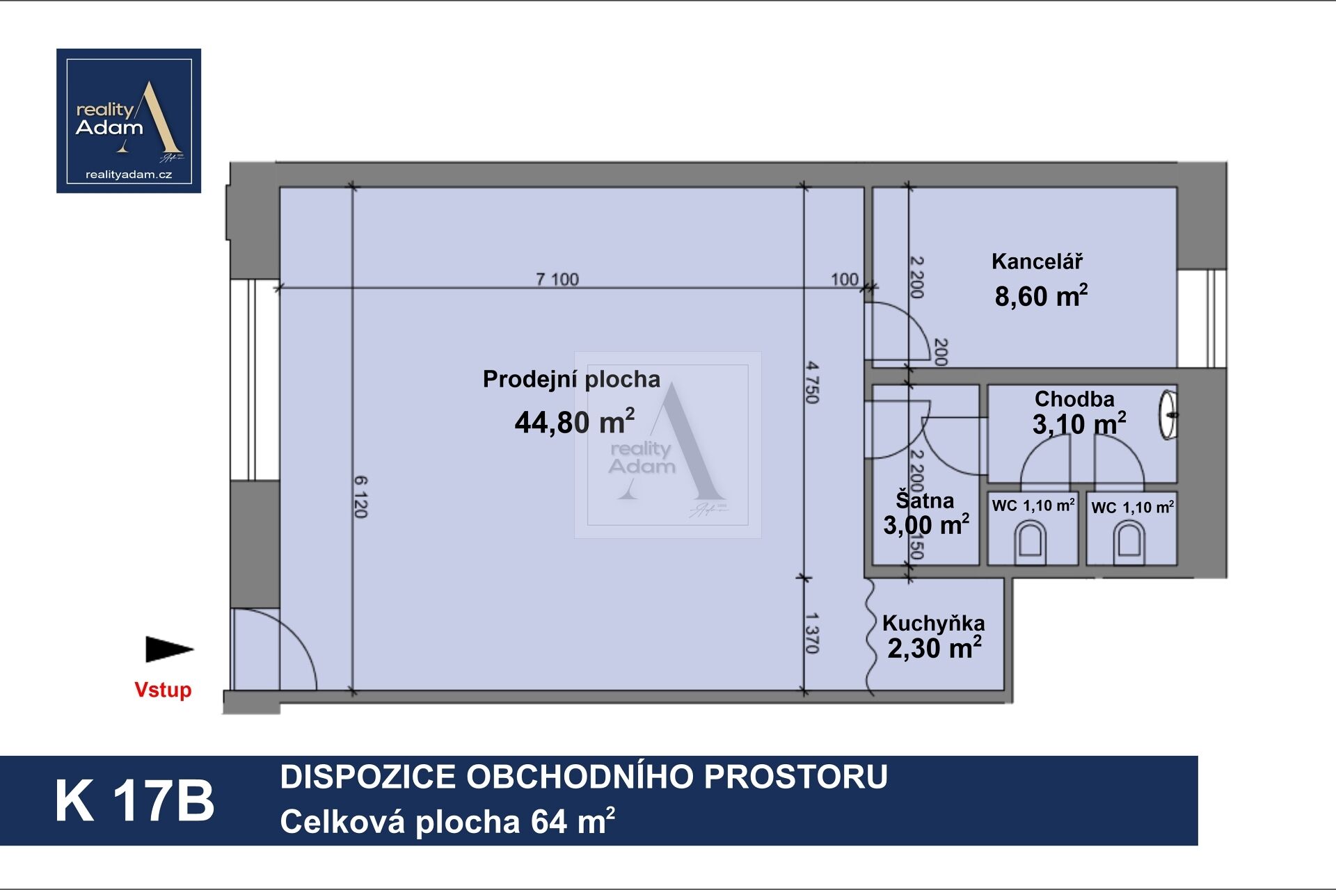 Pronájem obchodního prostoru 64 m² v Nuslích (u Fidlovačky)