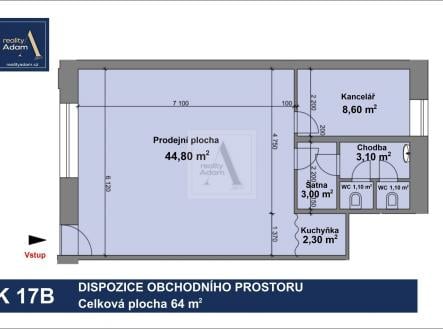 Pronájem - obchodní prostor, 64 m²