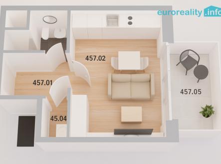 Pronájem bytu, 1+kk, 34 m²