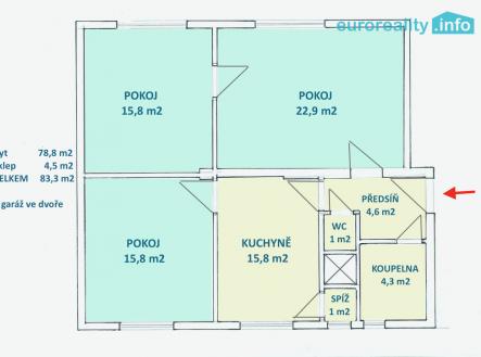 Prodej bytu, 3+1, 83 m²