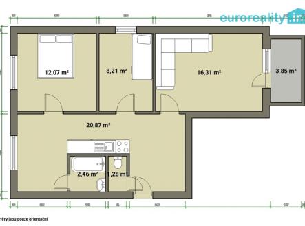 Pronájem bytu, 3+1, 62 m²