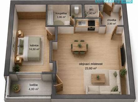 Pronájem bytu, 2+kk, 54 m²