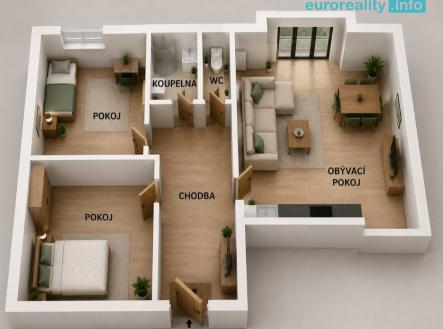 Pronájem bytu, 3+kk, 75 m²