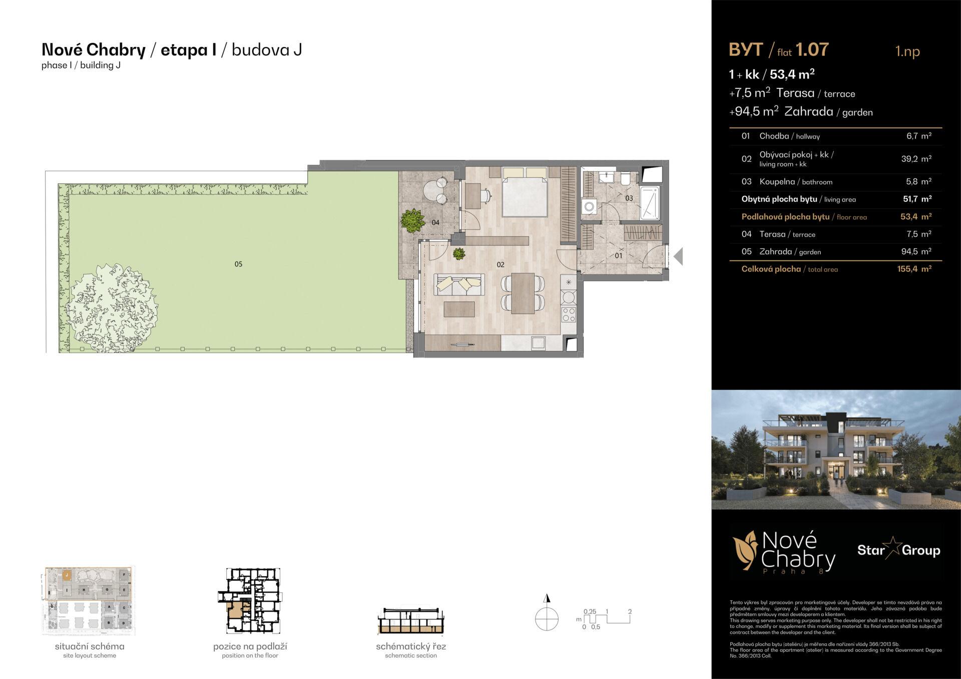 Prodej bytu 2(1)+kk 54 m²