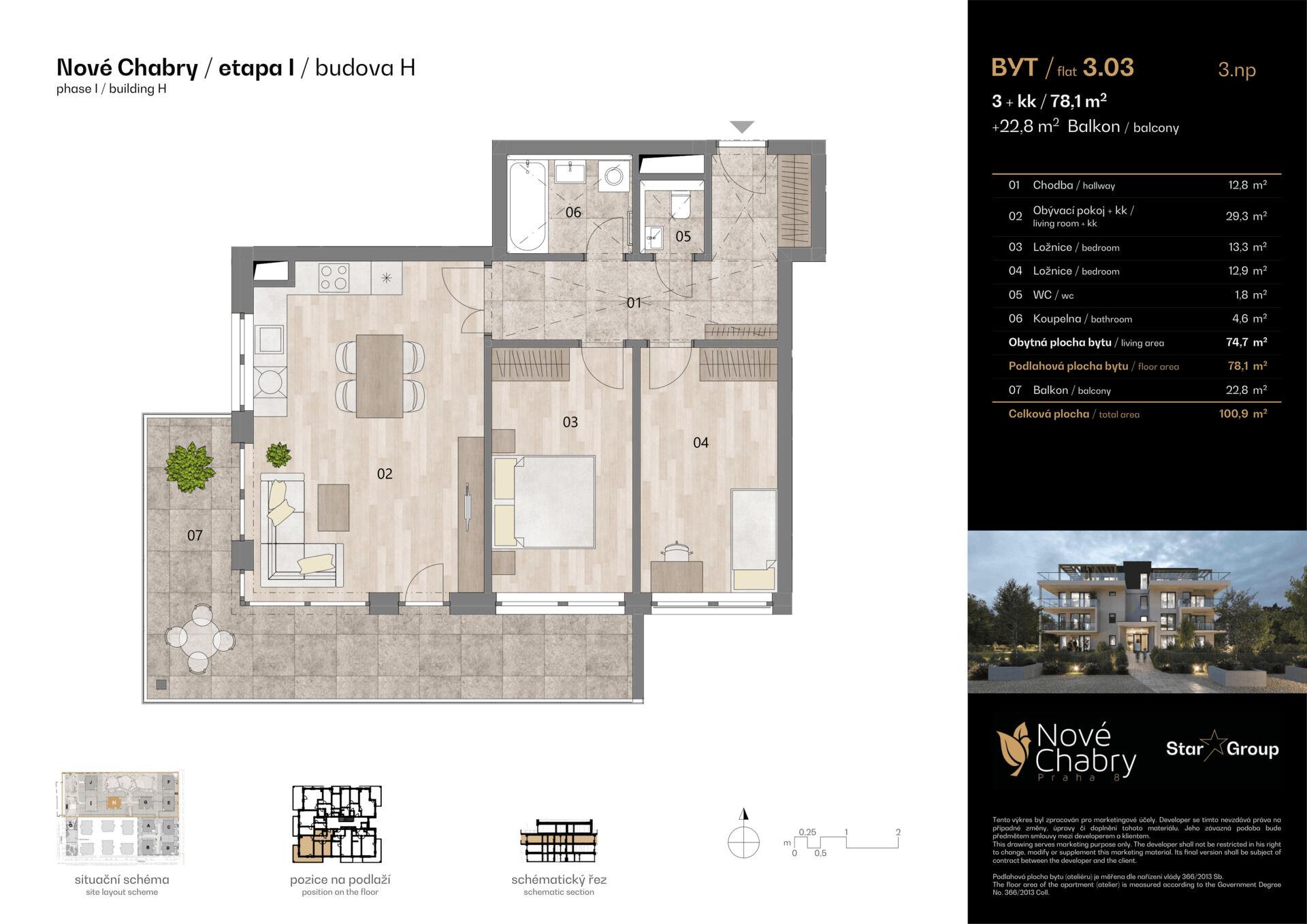 Prodej bytu 3+kk 79 m²