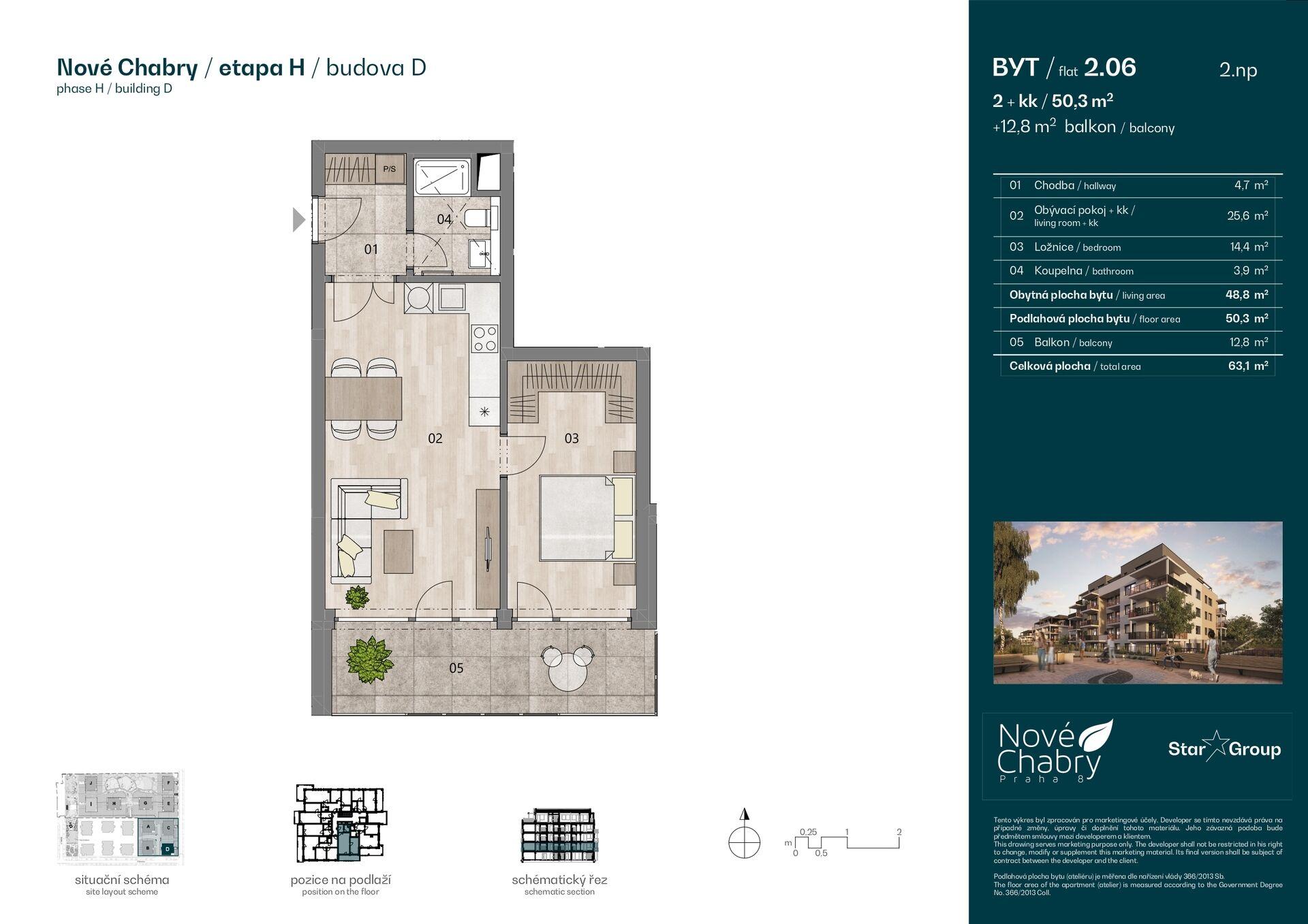 Prodej bytu 2+kk 51 m²