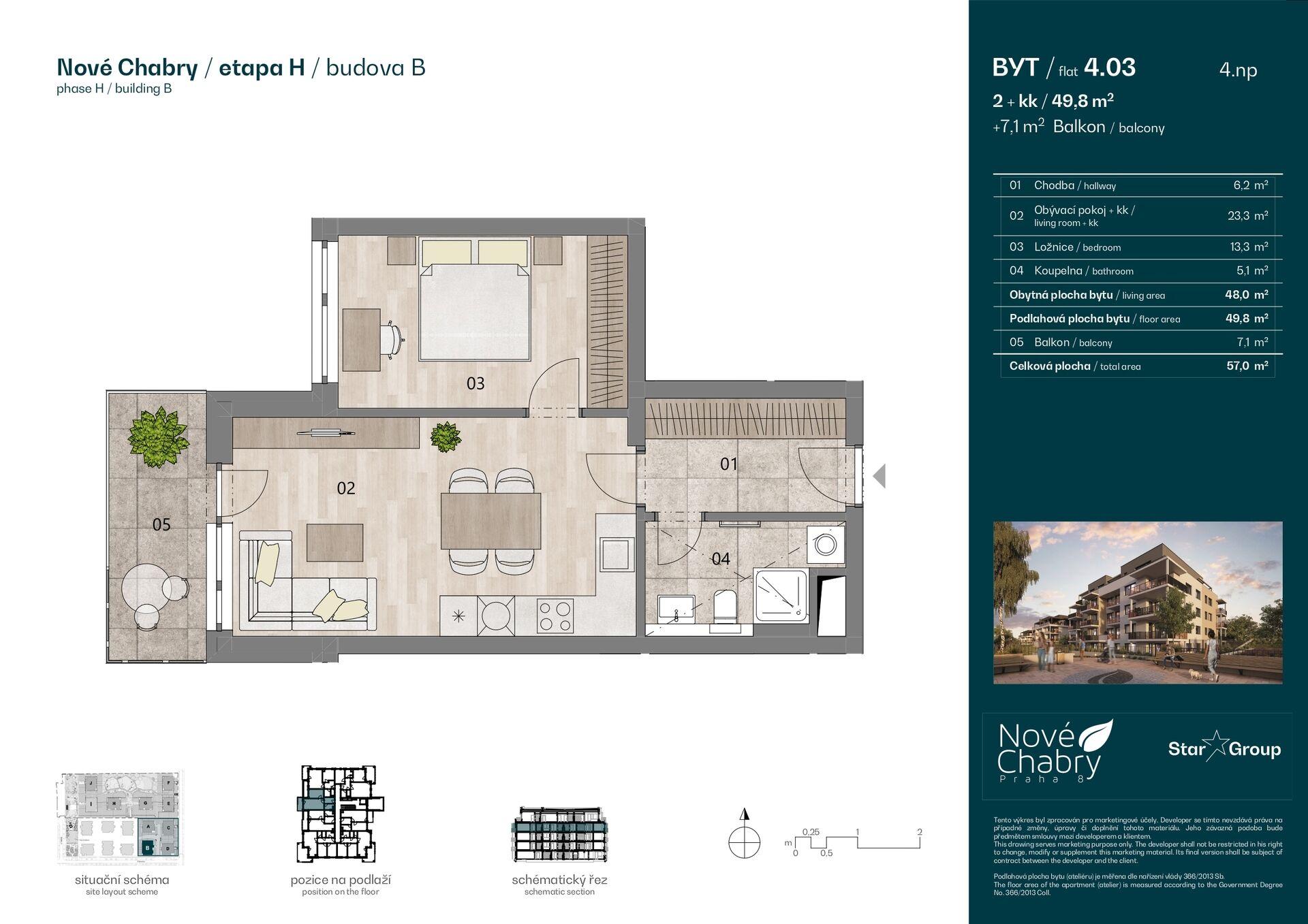 Prodej bytu 2+kk 50 m²