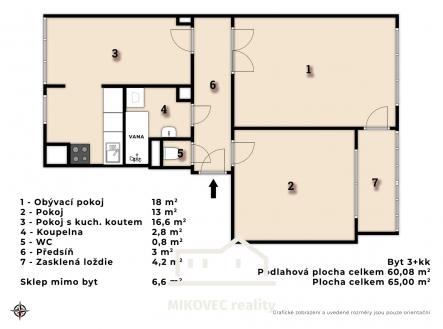 Prodej bytu, 3+kk, 65 m²