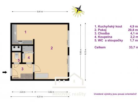 Prodej bytu, 1+kk, 34 m²