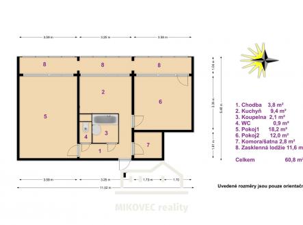 Prodej bytu, 2+1, 61 m²