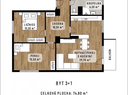 Prodej bytu, 3+kk, 84 m²